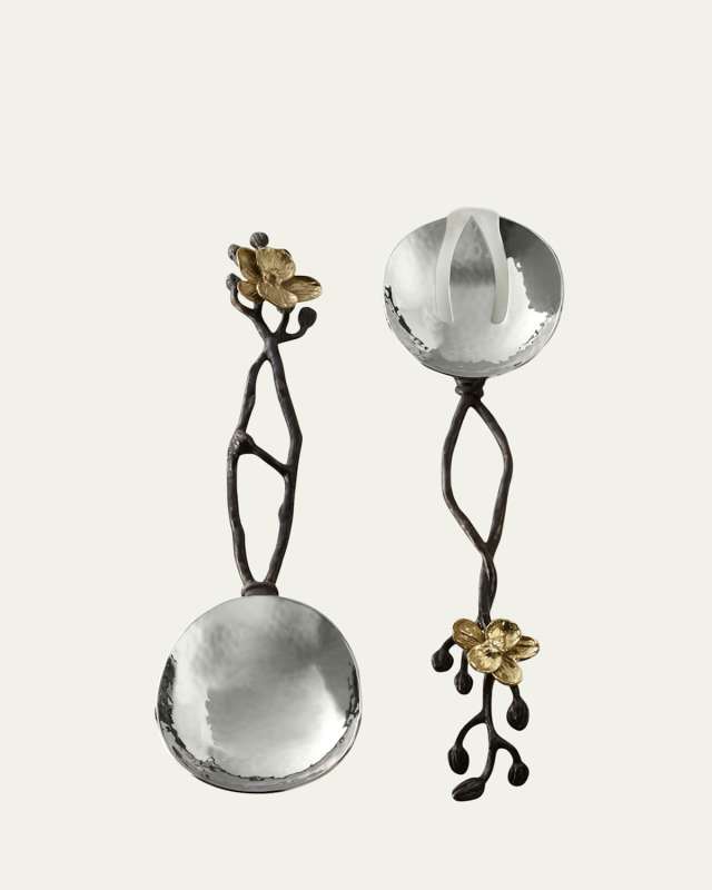 Two-Piece Gold Orchid Serving Set